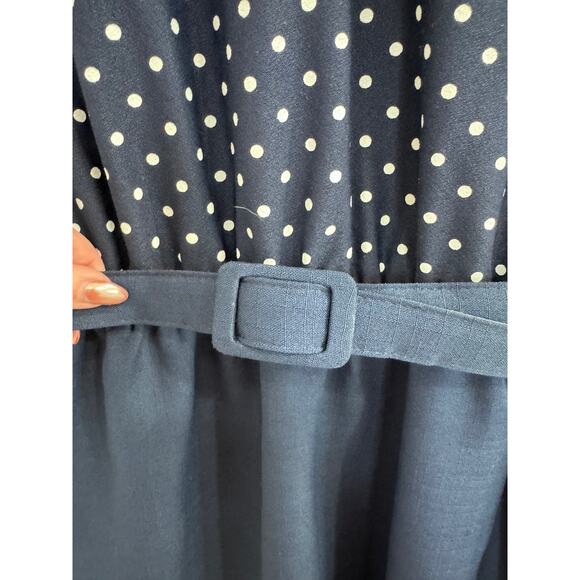 Vintage 1960 IGLWU made dress -Blue and White Polka Dot - Picture 5 of 15